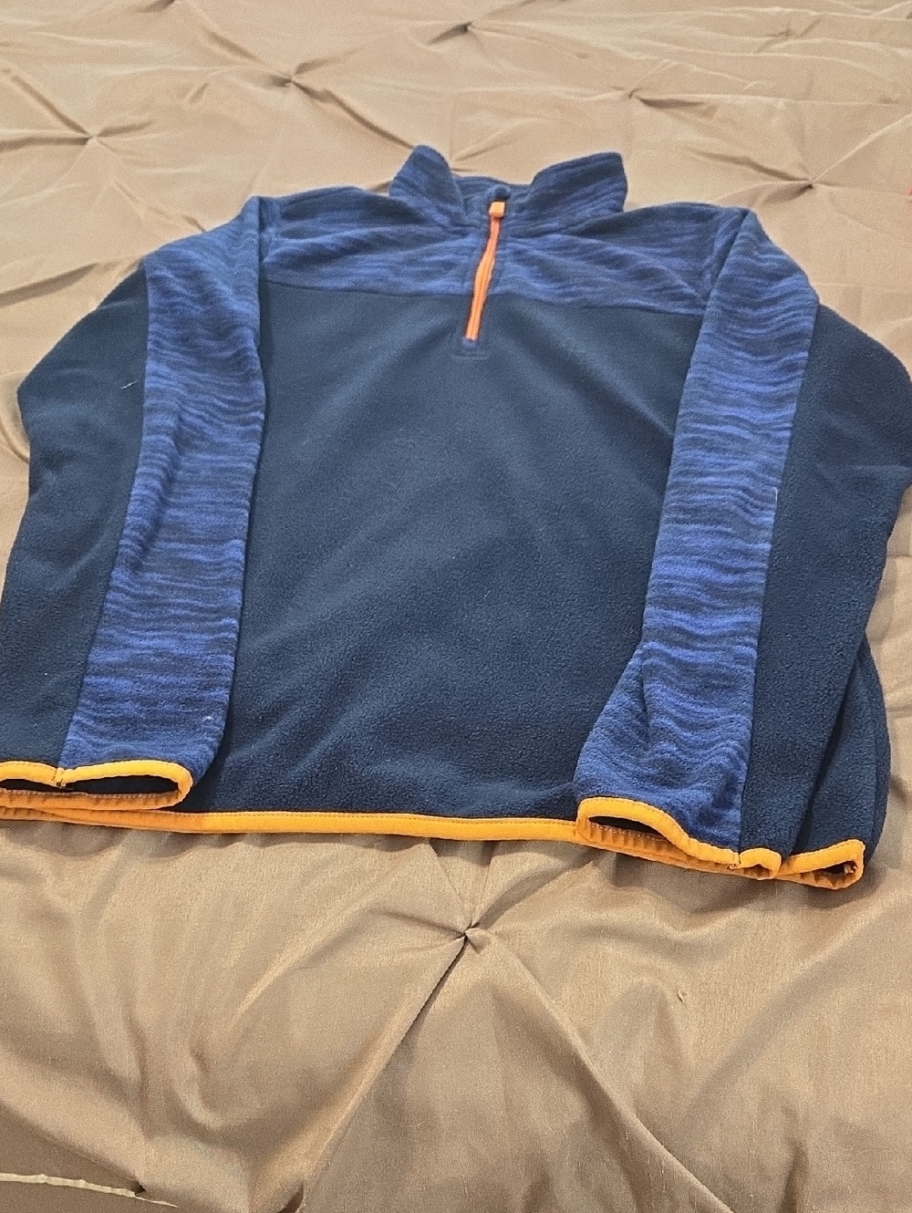 Tek Gear Navy Blue Pullover with Orange Logo Accents